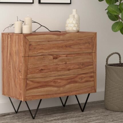 metal chest of drawer, wood chest of drawer
