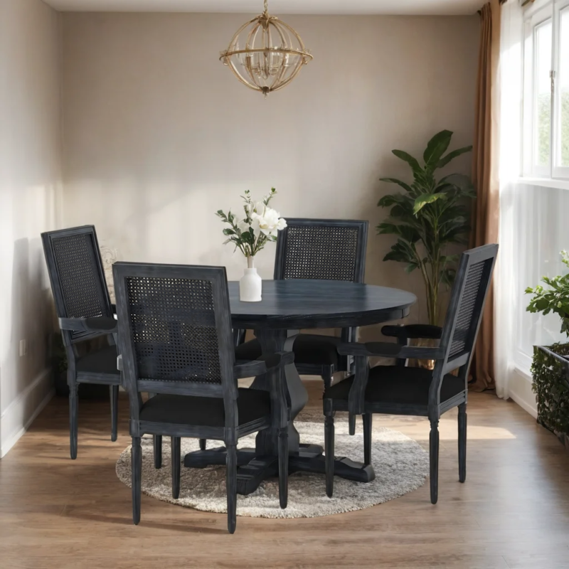 Elmspire Round Black Dining Table Set