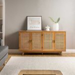 Cane & Solid Wood Storage Cabinet