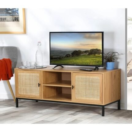 TV Cabinet with Rattan Caning