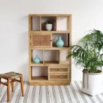 bookshelf with doors, modern bookshelf