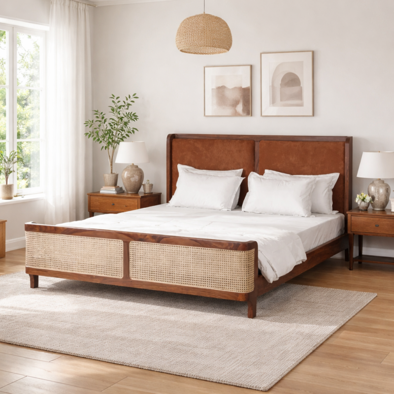 Bellmont Bed With Rattan