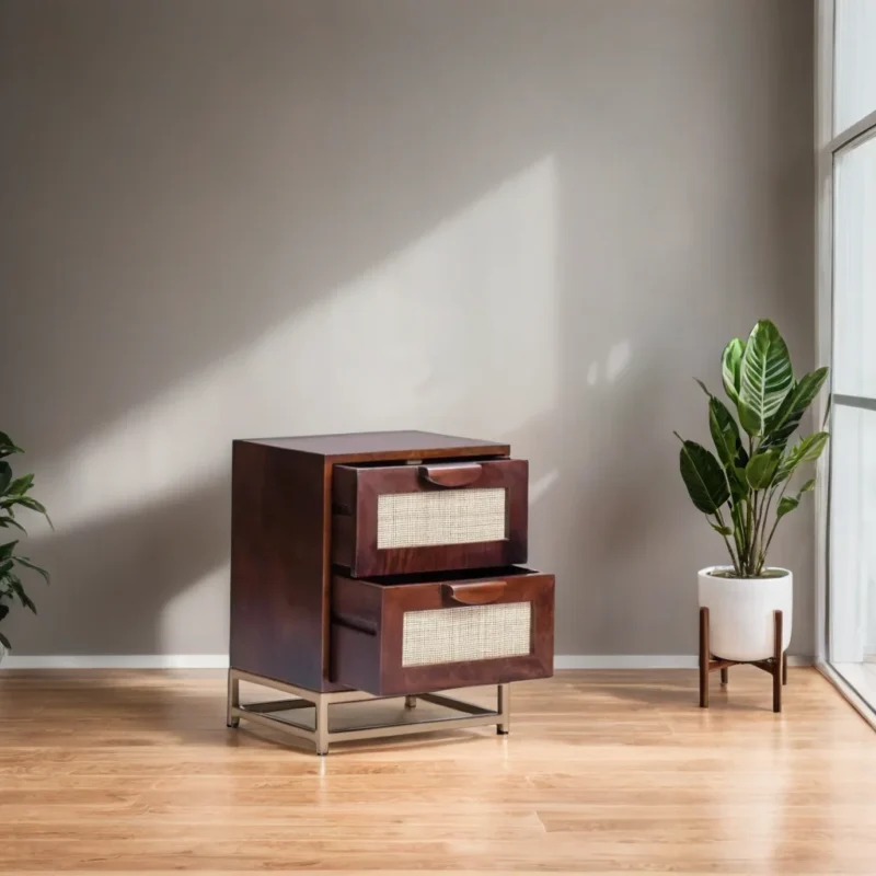 Ashbourne Vintage Weave Rattan Bedside Table