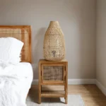 Bedside Table with Natural Rattan