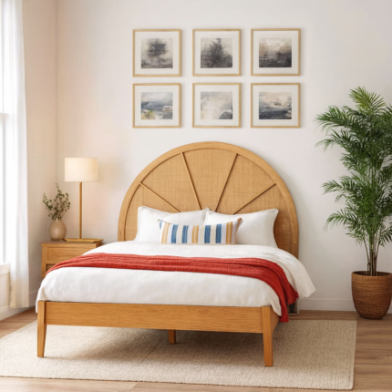 Harrington Bed with Rattan