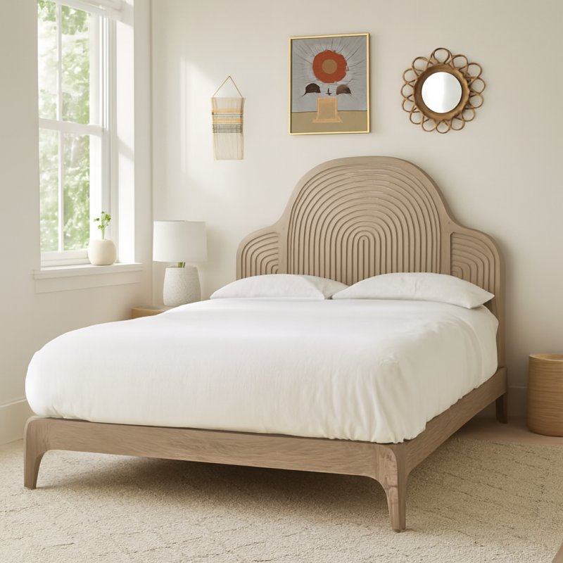 Modish Carved Henley Solid Wood Bed