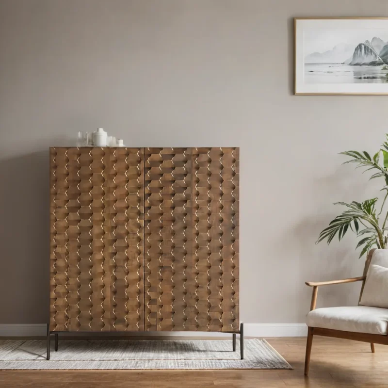 Quillshade Carved Bar Cabinet with Storage