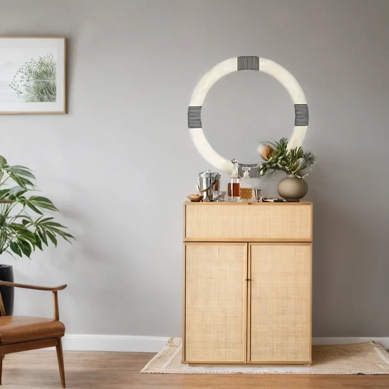 Amberlyn Flip Top Cane Bar Cabinet