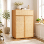 Amberlyn Flip Top Cane Bar Cabinet