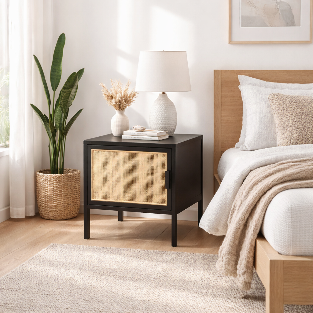 Kingsley Bedside Table with Cane Kingsley Bedside Table with Cane