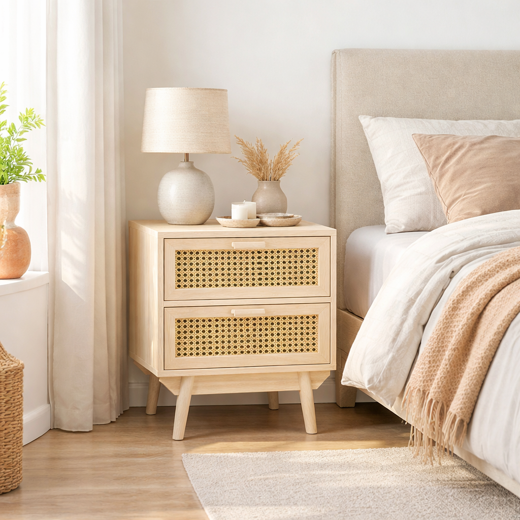 Ralik Bedside Table with Cane Ralik Bedside Table with Cane