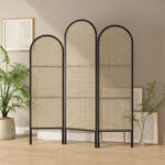 Rattan Room Divider with Black Frame