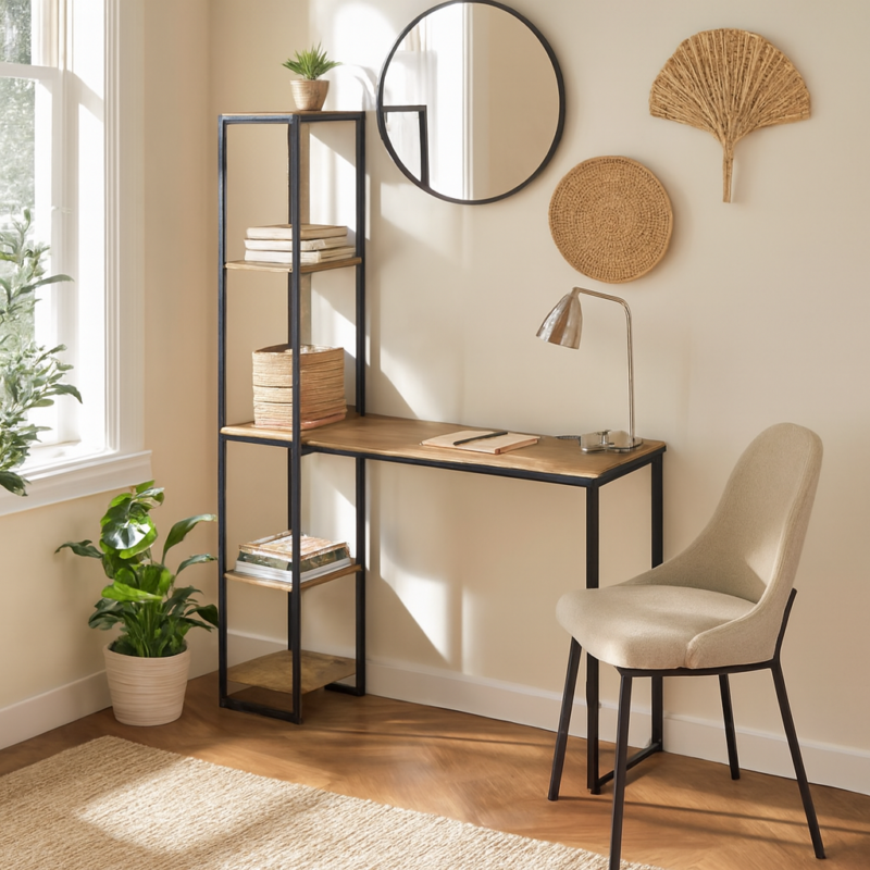 Bexhill Study Table with Bookcase