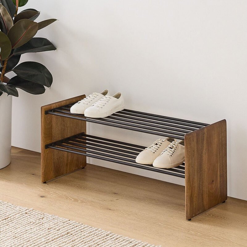Juniperpath Solid Wood Shoe Rack with Metal