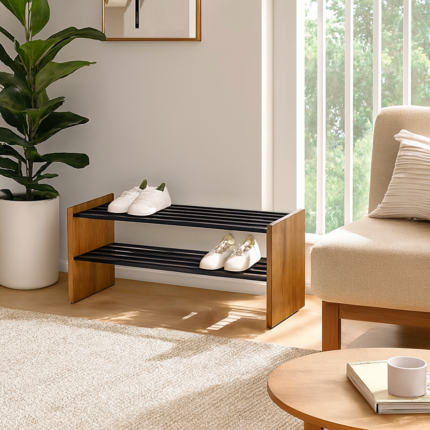 Juniperpath Solid Wood Shoe Rack with Metal