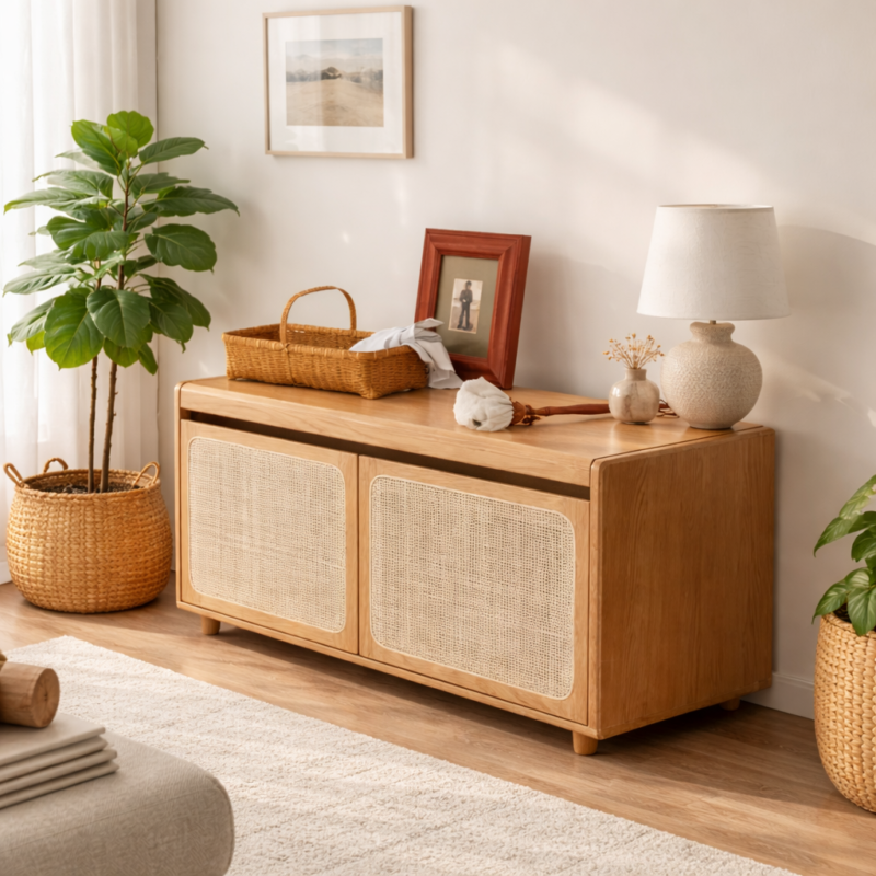 Quillstep Rattan Shoe Storage Bench