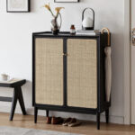 Solid Wood Rattan Shoe Cabinet