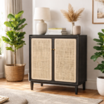 Solid Wood Rattan Valetrail Shoe Cabinet