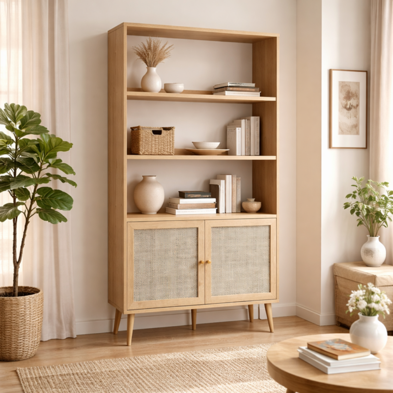 Valebrook Rattan Bookcase with Doors