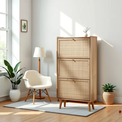 Zinniatread Rattan 3 Tier Shoe Cabinet