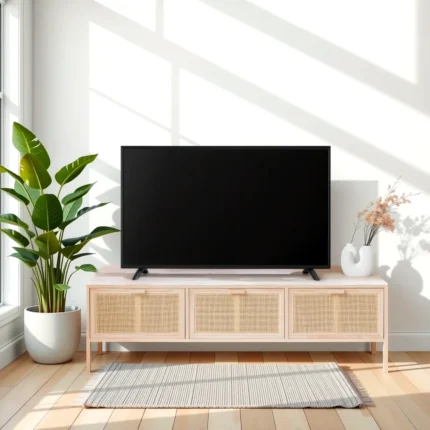 Rustic Bay TV Cabinet with Rattan
