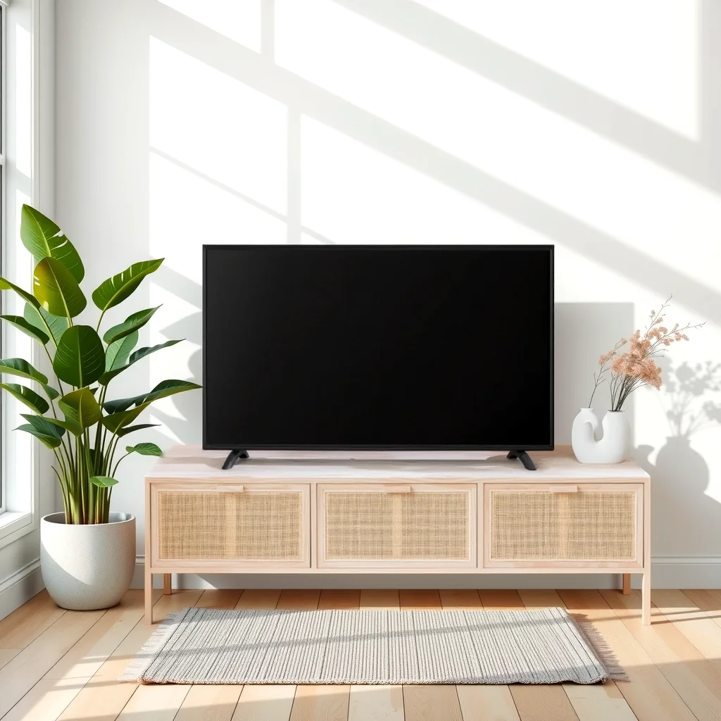 Rustic Bay TV Cabinet with Rattan Rustic Bay TV Cabinet with Rattan