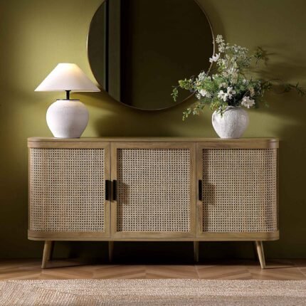 Izzy Curved Rattan 3 Door Sideboard