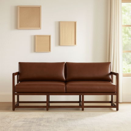 Rustic Edge Brown Leather Sofa
